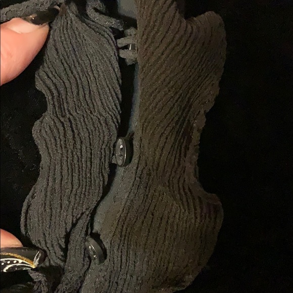 ECI New York Black Velour Chiffon Ruffle Trim Top - Picture 5 of 8